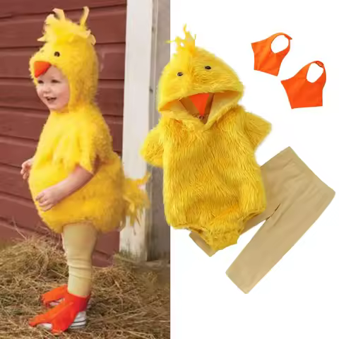 Yellow Newborn Chicken Chick Costume for Baby Infant Toddler Easter Halloween Fancy Dress Furry Romp