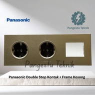 Panasonic Double Socket Grounding CP + 1 Gang Plate WESJP11223 Minimalist Silver / Frame Two Sockets