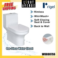 Rigel WO8007S6 Rimless One-Piece Toilet Bowl