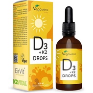 Vegavero Vitamin D3K2Drs Vegan Formula 365 Days-1000 Unit Vitamin D3+25 Micrograms Vitamin K2 Full R