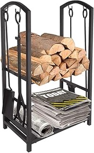 Firewood Log Rack Fireplace Tool Sets Black Wrought Iron Firewood Storage Holder Fireplace Wood Carr