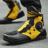 Waterproof Retro Black Enduro Motorcycle Boots Leather Motorcyclist Boots Riding Shoes Motocross Bik
