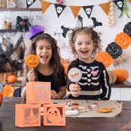 Halloween Party Treat Boxes Pumpkin Skull Patterns Designs Cookies Boxes สำหรับคุกกี้เค้กขนมขนมป๊อปค