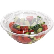 VeZee 24oz Disposable Rose/Salad Bowls with Dome Lids - Clear Plastic Salad Containers - Leak Proof 