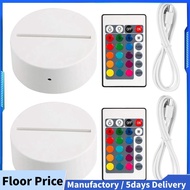 2 Pack 3D Night LED Light Lamp Base + Remote Control + USB Cable, 16 Colors Light Show Display Stand