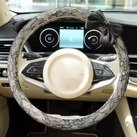 Bow Lace Car Steering Wheel Cover Simple High-end Feeling Women and Men Cute High-end Four-season Un