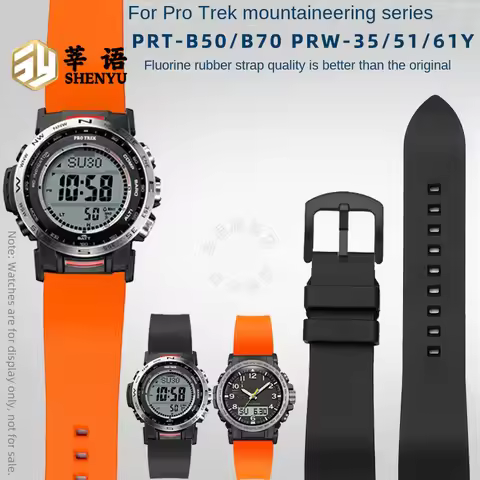 23mm Dust-free Fuororubber strap For Casio PRO TREK mountaineering series PRT-B50/B70 PRW-35/51/61Y 
