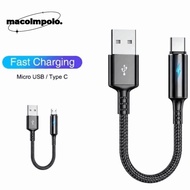 Micro USB Cable, Fast Charging Nylon USB Type C Cable, Durable 25cm Short Portable Data Cable