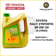 Original Toyota Fully Synthetic SN 0W20 Engine Oil 4L for Toyota Vios Camry Altis Harrier Estima Vel