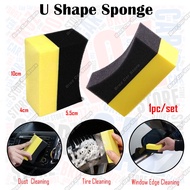U Shape Sponge Waxing Arc Edge Sponge Span Car Wheel Tire Tyre Car Care Polishing Pad Cleaner Kit Cuci Tayar Kereta