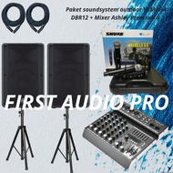 Ready Paket 3 soundsystem outdoor YAMAHA DBR12 + Mixer Ashley Premium