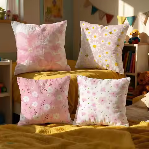 Light pink gentle petals Cushion Cover Decorative Cushions Covers Cover Sofa 50x50 Pillow 4 Piece 45