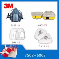 ป้องกันฝุ่น PM.2.5 ฝุ่นควัน ชนิดใช้ซ้ำได้ 3M 7502(M) และ ตลับกรองเคมีพร้อมแผ่นกันฝุ่น(N95) ุ3M6001-6
