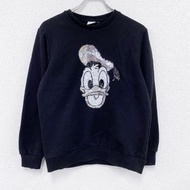 古著迪士尼唐老鴨黑色衛衣，小號