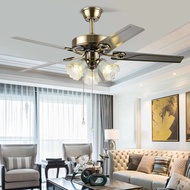 American-style ceiling fan big wind 42 52 inch fan lamp 2022 new ceiling fan lamp restaurant household mute steel leaf w
