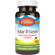 Carlson Labs Solar D Gems Natural Vitamin D3, 2000 IU, 120 Softgels
