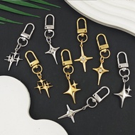 Gold Silver Color Star Keychains Trendy Rhinestone Metal Keyrings Handbag Pendant Party Gifts Souven