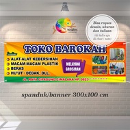 300x100 Spanduk Banner Toko Plastik, Toko Beras, Toko Alat Kebersihan