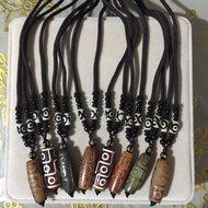 Birthday jewelry. 9-EYE DZI NECKLACE WITH UMBRELLA STRAP ms P6