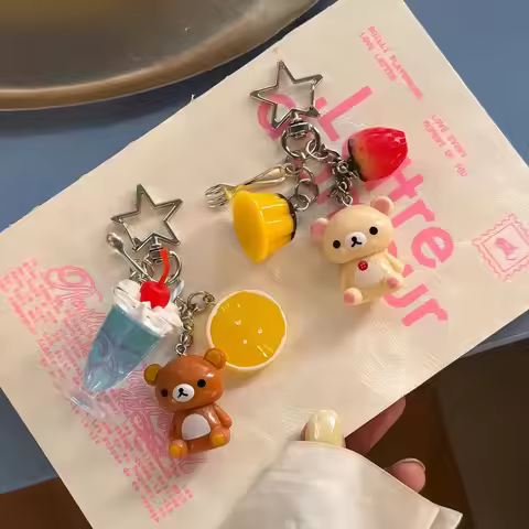 Rilakkuma Korilakkuma Cute Keychain Couple Anime Car Key Ring Best Friend Bags Fashion Pendant Decor