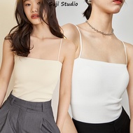 Suji Studio เสื้อสายเดี่ยวลายทาง,เสื้อสายเดี่ยวคอกลมพร้อมแผ่นรองชั้นในแบบบางเสื้อกล้ามบราดีไซน์ฟรีส่วนบนสำหรับผู้หญิง