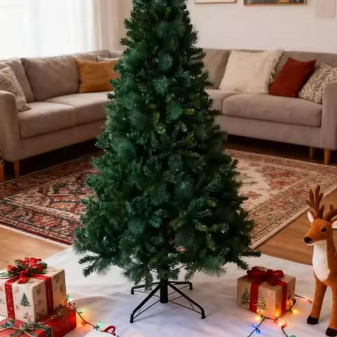 5/6/7/8ft Artificial Christmas Tree, Durable Plastic Xmas Tree for Holiday Party Decor