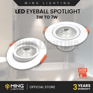 LED Eyeball 3W 7W Recessed Spotlight Downlight Home Lighting Room Ceiling Lights Down Light Lampu Siling Hiasan Rumah