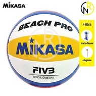 วอลเลย์บอลชายหาด  MIKASA หนังเย็บ ใช้แข่งขัน BEACH PRO รุ่น BV550C *แถมเข็มสูบพร้อมตาข่ายใส่