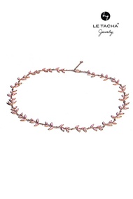 Le Tacha Enchanted Peony Petals- Pink blush necklaces สร้อยคอใบดอก Peony อินาเมล สีชมพู เบสทำจากเงิน