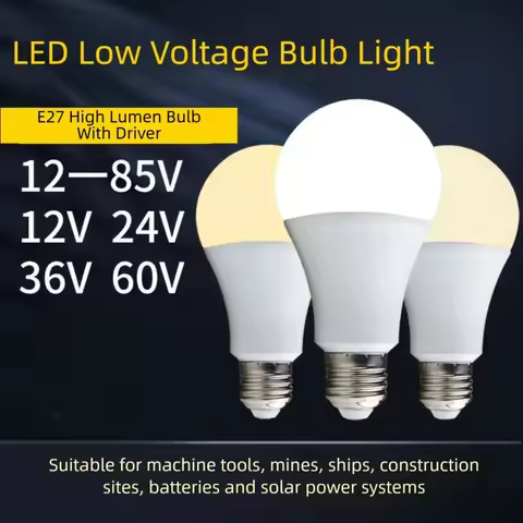 5pcs LED 12-85V E27 Low Voltage Bulb Bulb DC 12v 24v Wide Voltage DC White Warm Light Bulb for Coal