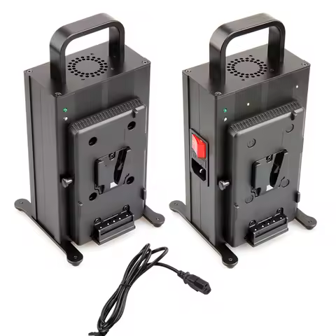 Dual V Mount Quick V Lock Battery Charger with 2 Fan Outlets & Power Adapter for 2pcs Sony Yinchem V