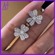 New Lucky Clover Full Diamond Flower Earrings for Women CSX549