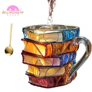 3d Painted Book Coffee Mug 11oz Glass Coffee Cupshaped Cup for Book Lovers, , Librarians & Writers