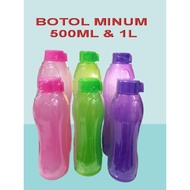 6 Pcs - 500ml & 1 Liter Plastic Drinking Water Bottles Food Grade Drinking Bottles for Children Who 