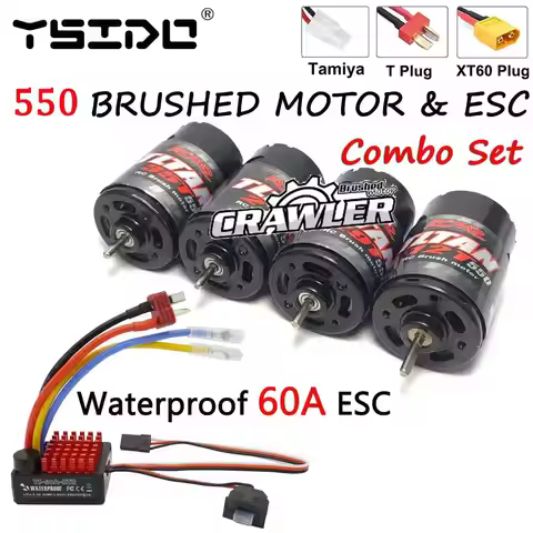 YSIDO 550 Combo Brushed Motor 60A ESC for 1:10 RC Crawler Axial SCX10 AXI03007 JL 90046 Traxxas TRX4