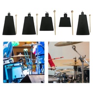 [szxmkj2lp] Metal Cowbell with Stick Professional Lightweight Music Cowbell Hand Percussion