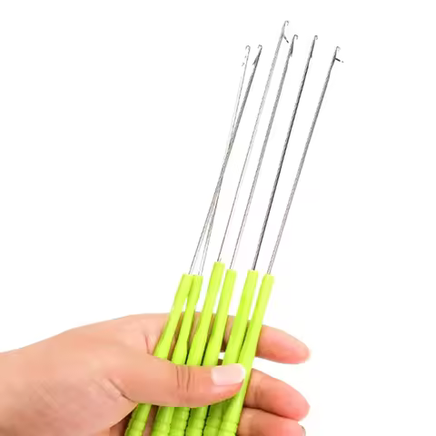 5PCS Plastic Handle Crochet Needle Hook for Hair Braiding, Crochet Hook