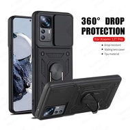 For Xiaomi 12T Pro Case Push Camera Protect Armor Funda Xiomi Mi 12 T T12 Mi12T 12TPro 5G Car Magnet