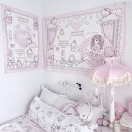 Pink Tapestry ins Dormitory Cute Girl Gentle Tapestry Flannel Background Sweetheart Bedroom Cute Plu