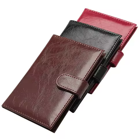 Oil Wax Leather Pattern Business Leather Passport Holder Passport Case Buckle Passport Covers Id Car