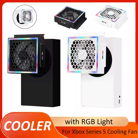 RGB Cooling Fan For Xbox Series S Console 3 Gears 5V 2.4A with 2 USB Ports 7 Lighting Modes Game Acc