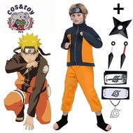 Anime Shippuuden Naruto Cosplay Uzumaki Costume Kids Japanese Cartoon Jacket Pant Halloween Performa