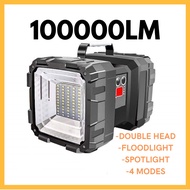 Super Bright Flashlight 100000 Lumen  LED Spotlight LED Flood Light LED Flashlight Waterproof Double