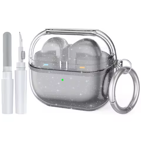 Clear Case for Samsung Galaxy Bud 3 Pro / Buds 3 Soft Cover with Carabiner Cleaning Kit