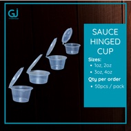 50pcs Sauce Hinged Cup 1oz, 2oz, 3oz, 4oz - Salad Sauce cup Microwavable - GJ Tradehouse
