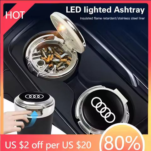 2025 Hot Car Interior Ashtray Portable Garbage Box Storage Barrel For Audi A3 A4 A5 A6 A7 A8 A1 A2 Q