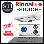 Rinnai RB-73TS 3 Burner Built-In Hob Stainless Steel Top Plate + Fujioh FR-FS1890 89CM Super Slim Cooker Hood BUNDLE DEAL - FREE DELIVERY