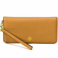 【TORY BURCH】雙TLOGO皮革長夾-焦糖