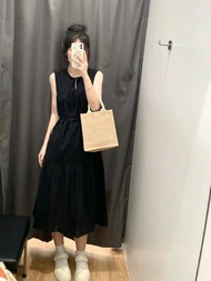 UniqloˉCattle Goods Spring And Summer U 299 Womens Cotton Lace-up Sleeveless Dress Fashion Slim Wais