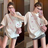 tkoreay000262topwomen宽松恤t-shirtkoreanlettercodihkkebowprint短袖100oversizedcottonretro 1ZND